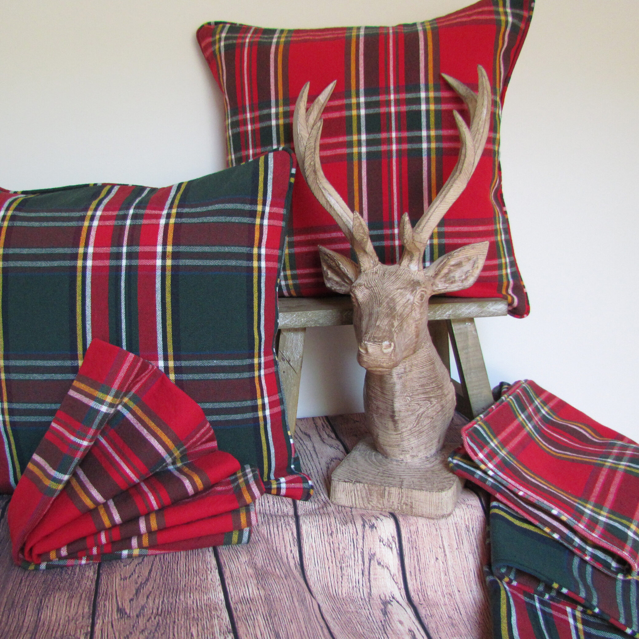 Red and green Tartan cushion covers